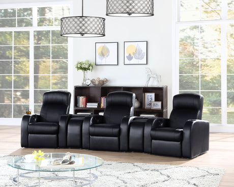 5 Pc Theater Seating (3R) - Cyrus Upholstered Recliner Living Room Set Black - 600001 - S3A - image - 1