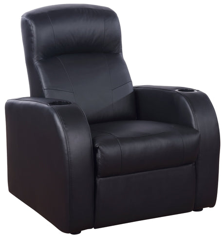 5 Pc Theater Seating (3R) - Cyrus Upholstered Recliner Living Room Set Black - 600001 - S3A - image - 2