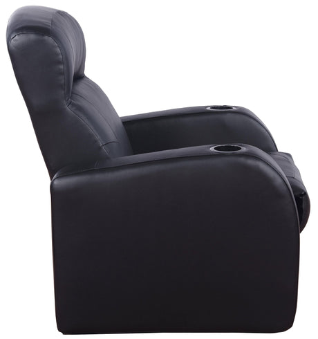 5 Pc Theater Seating (3R) - Cyrus Upholstered Recliner Living Room Set Black - 600001 - S3A - image - 7