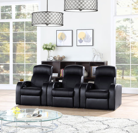 Cyrus Upholstered Recliner Living Room Set Black - 600001 - S3B - image - 1