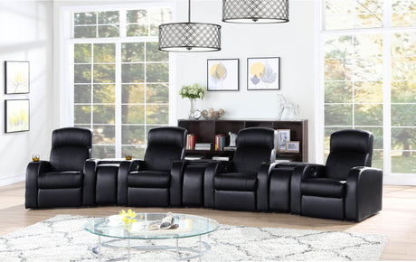 Cyrus Upholstered Recliner Living Room Set Black - 600001 - S4A - image - 1