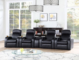 5 Pc Theater Seating (4R) - Cyrus Upholstered Recliner Living Room Set Black - 600001 - S4B - image - 1