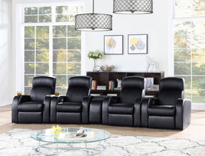 5 Pc Theater Seating (4R) - Cyrus Upholstered Recliner Living Room Set Black | Coaster | Home Elegance USA