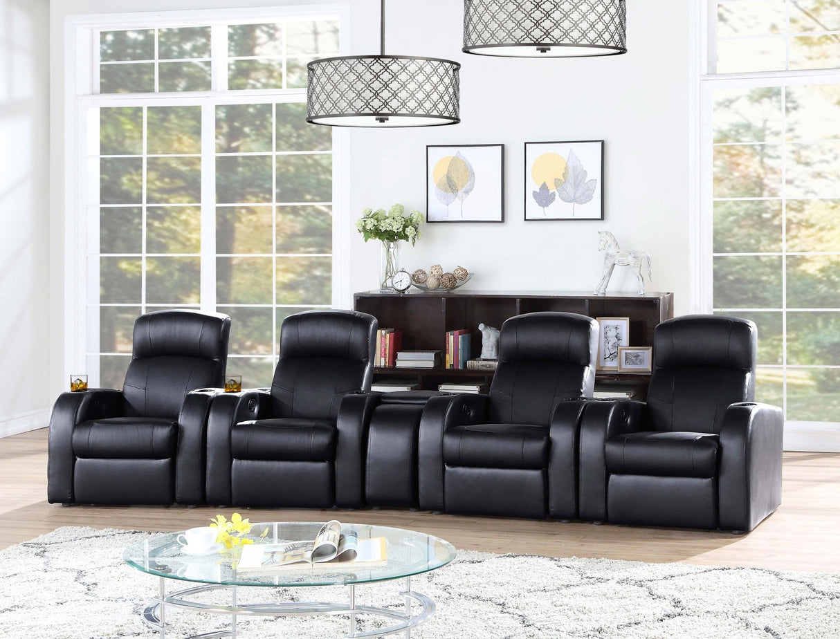 Cyrus Home Theater Upholstered Recliner Black | Coaster - 600001 - Home Elegance USA - 13