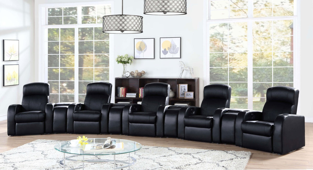 Cyrus Home Theater Upholstered Recliner Black | Coaster - 600001 - Home Elegance USA - 14