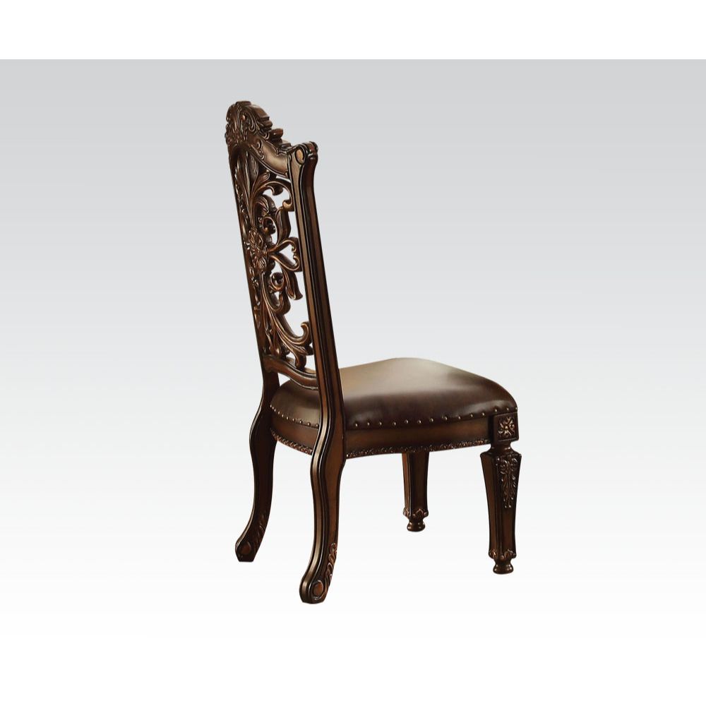 Acme - Vendome Side Chair (Set-2) 60003 Brown Synthetic Leather & Cherry Finish