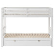 White Twin Over Pull-out Bunk Bed with Trundle, Pine Wood and MDF, 78.9''L x 116''W x 59.6''H