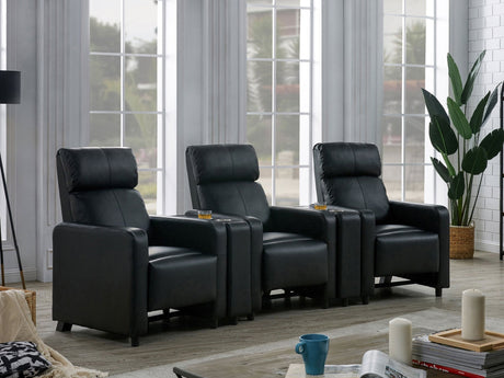 5 Pc Theater Seating (3R) - Toohey Upholstered Tufted Recliner Living Room Set Black | Coaster | Home Elegance USA