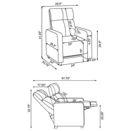 5 Pc Theater Seating (3R) - Toohey Upholstered Tufted Recliner Living Room Set Black - 600181 - S3A - image - 14