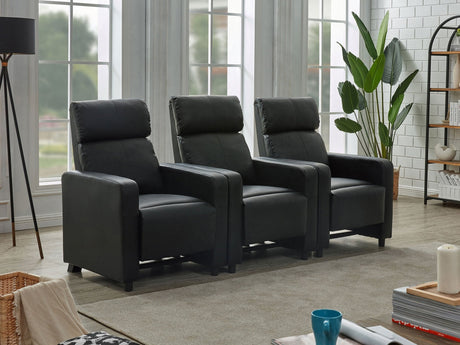 Toohey Upholstered Tufted Recliner Living Room Set Black - 600181 - S3B - image - 1