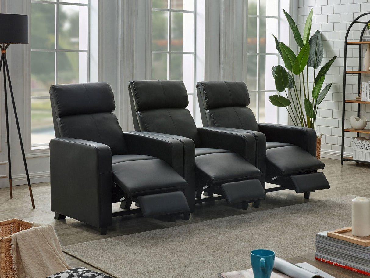 Toohey Upholstered Tufted Recliner Living Room Set Black - 600181 - S3B - image - 2