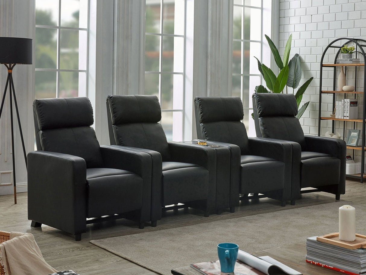 5 Pc Theater Seating (4R) - Toohey Upholstered Tufted Recliner Living Room Set Black - 600181 - S4B - image - 1