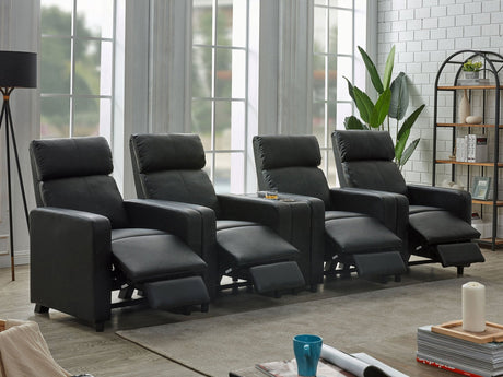 5 Pc Theater Seating (4R) - Toohey Upholstered Tufted Recliner Living Room Set Black - 600181 - S4B - image - 2