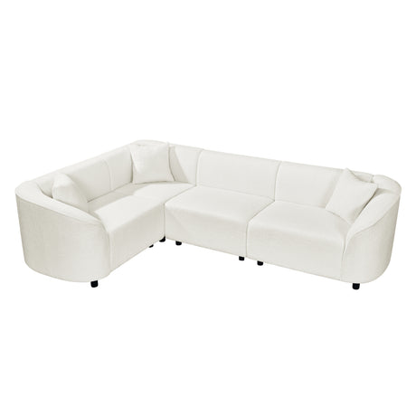 104' L-Shaped Curved Contemporary Sectional Sofa in Beige: Plush 4-Seater, Sculptural Design & Premium Bouclé Upholstery – Modern Luxury for Spacious Living - sold by Home Elegance USA