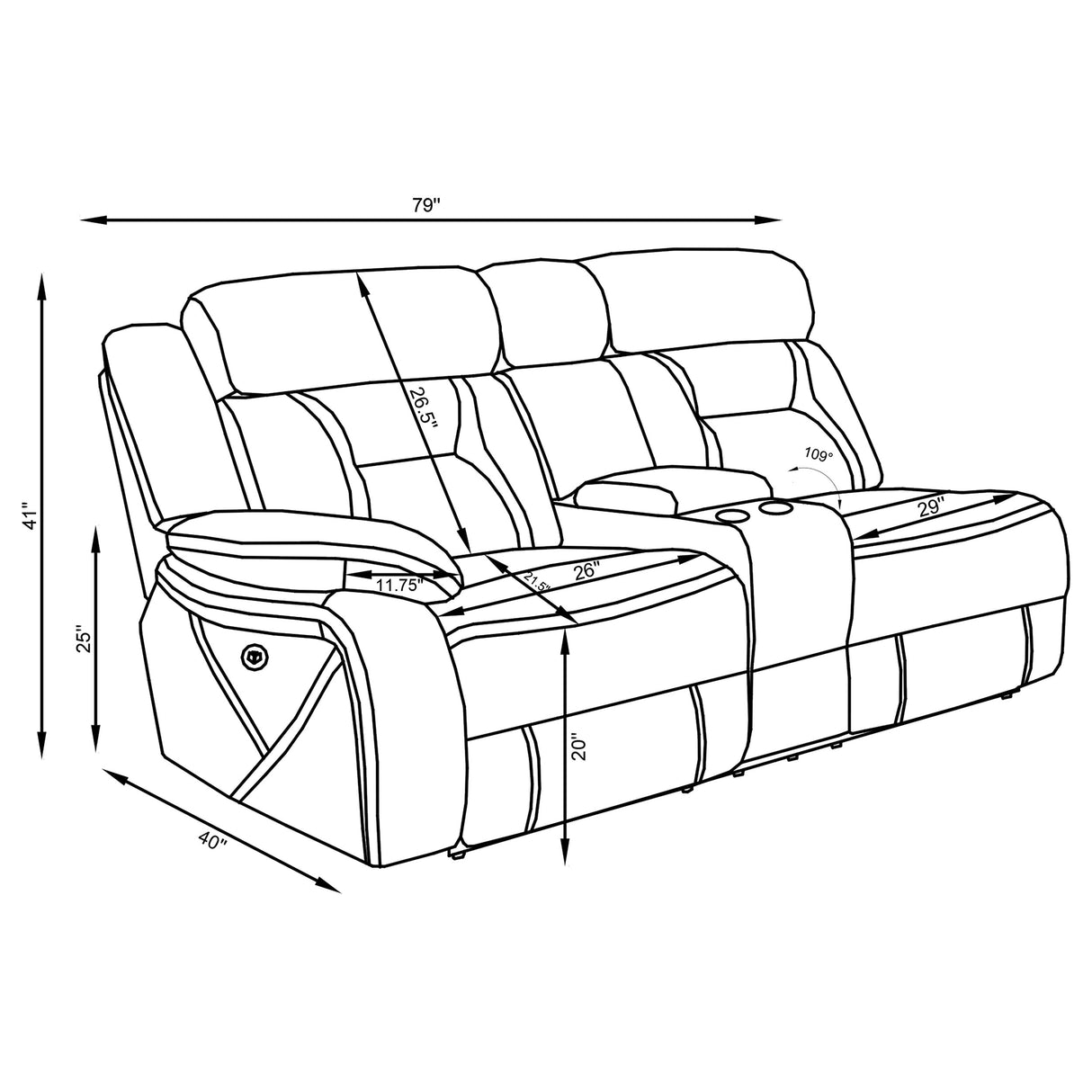 Laf Power Loveseat - Higgins Modular Sectional Laf Power Loveseat Grey