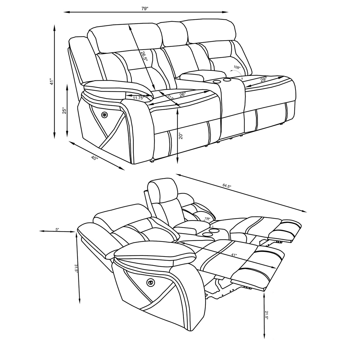 Laf Power Loveseat - Higgins Modular Sectional Laf Power Loveseat Grey