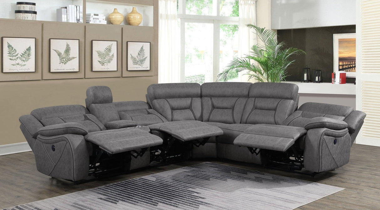 Higgins 4 - piece Upholstered Power Sectional Grey - 600370 - image - 4