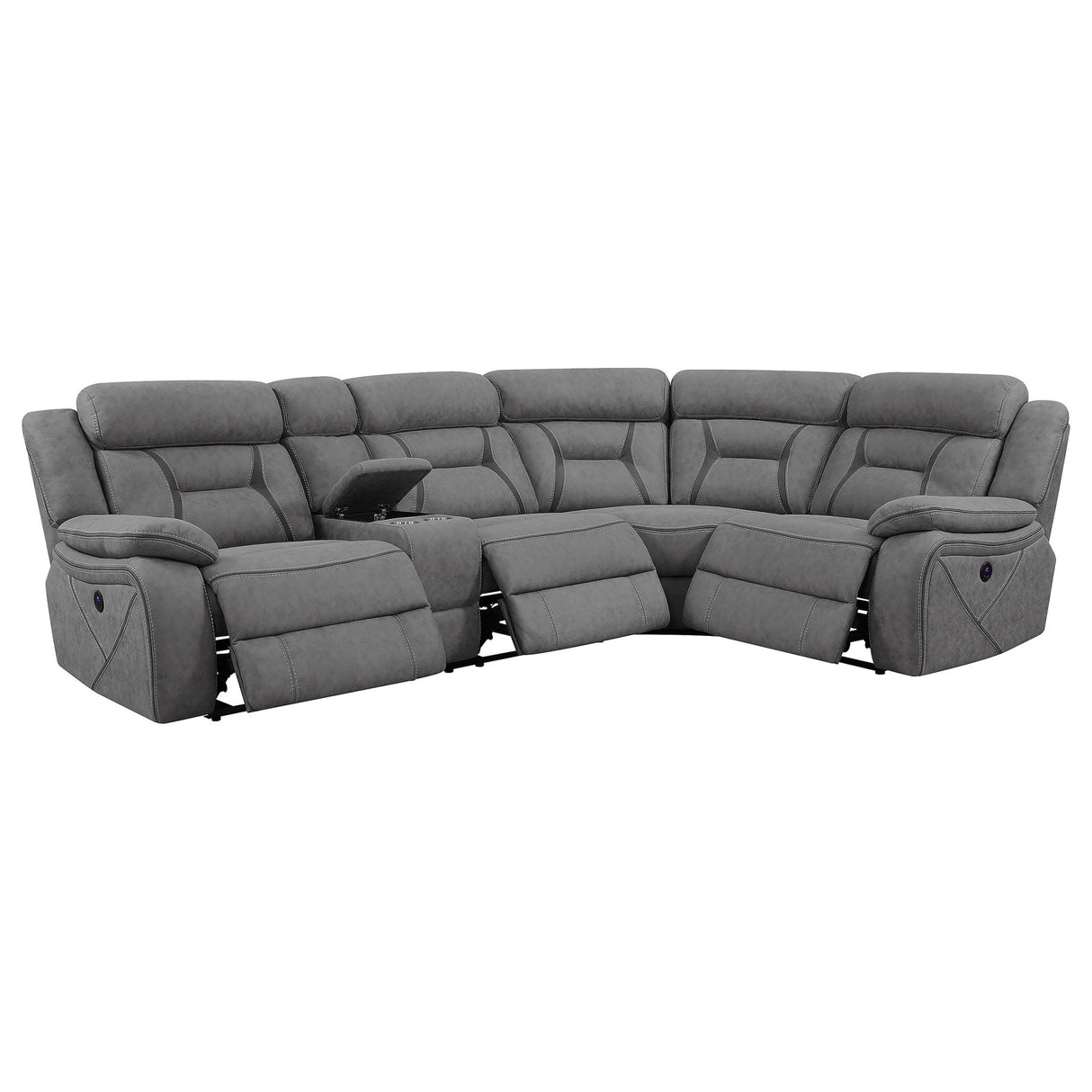 Higgins 4 - piece Upholstered Power Sectional Grey - 600370 - image - 5