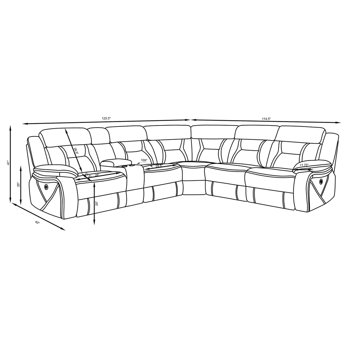 Higgins 4 - piece Upholstered Power Sectional Grey - 600370 - image - 14