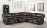 Brunson 3 - piece Upholstered Motion Sectional Brown | Coaster | Home Elegance USA