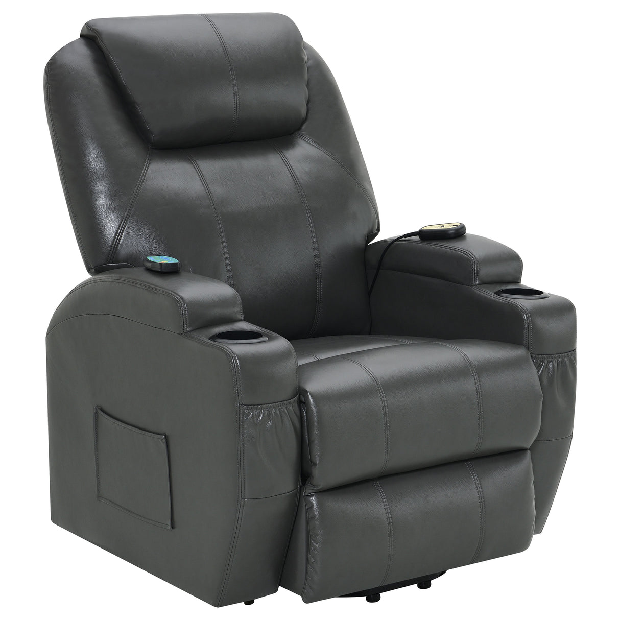 Power Lift Recliner - Sanger Upholstered Power Lift Recliner Chair with Massage Charcoal Grey