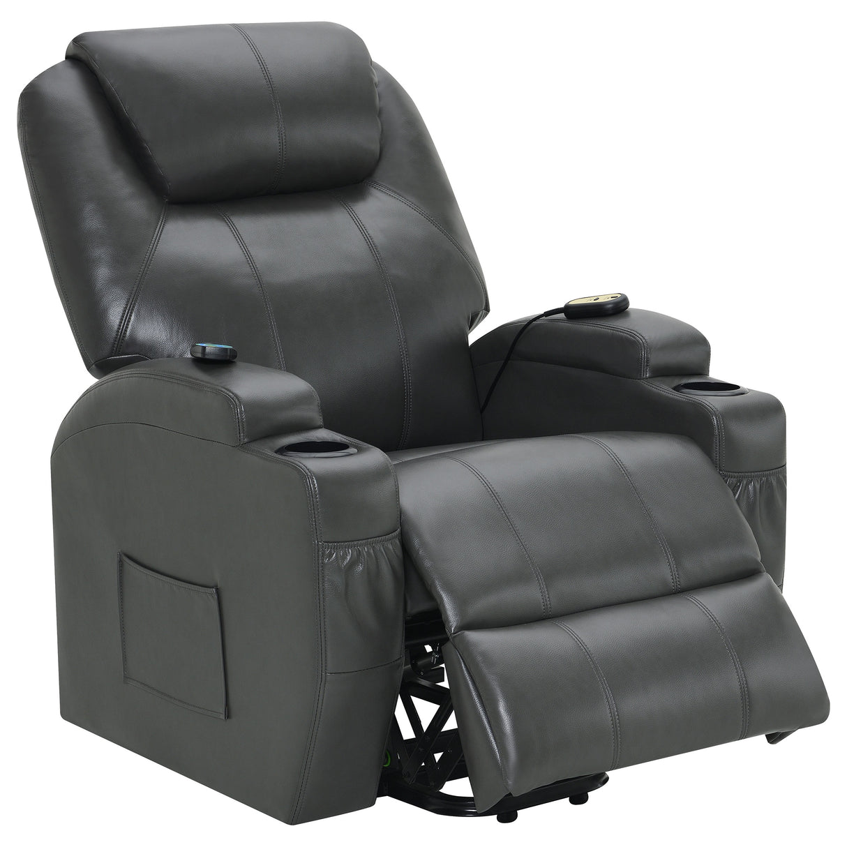 Power Lift Recliner - Sanger Upholstered Power Lift Recliner Chair with Massage Charcoal Grey