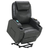 Power Lift Recliner - Sanger Upholstered Power Lift Recliner Chair with Massage Charcoal Grey