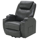 Power Lift Recliner - Sanger Upholstered Power Lift Recliner Chair with Massage Charcoal Grey