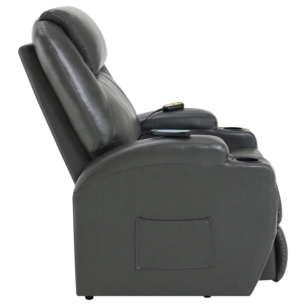 Power Lift Recliner - Sanger Upholstered Power Lift Recliner Chair with Massage Charcoal Grey