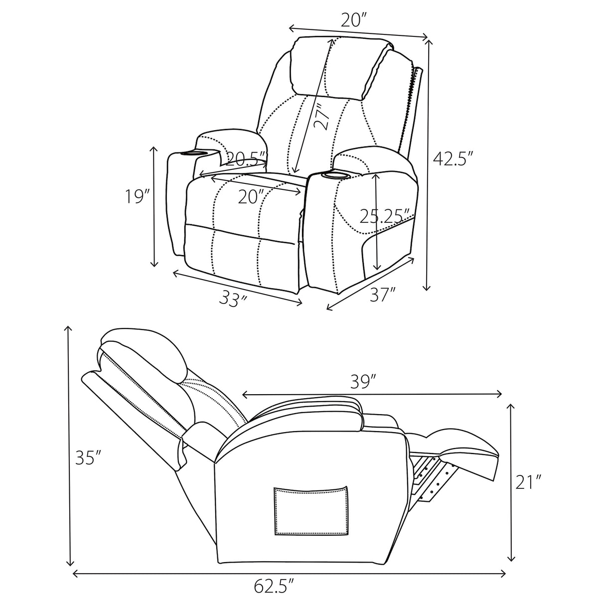 Power Lift Recliner - Sanger Upholstered Power Lift Recliner Chair with Massage Charcoal Grey