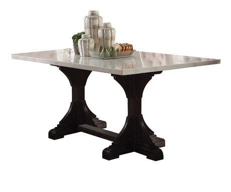 Acme - Gerardo Dining Table 60180 White Marble Top & Weathered Espresso Finish