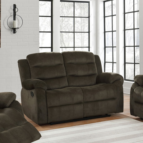 Motion Loveseat - Rodman Pillow Top Arm Motion Loveseat Olive Brown