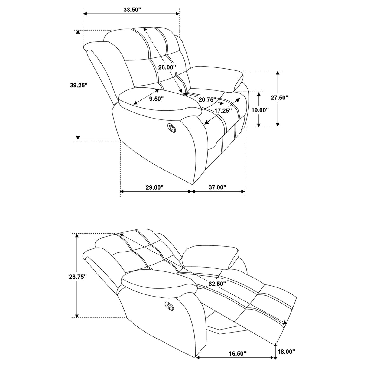 Glider Recliner - Rodman Upholstered Glider Recliner Chocolate