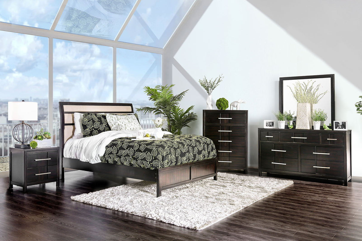 Berenice - 4 Piece Queen Bedroom Set - Espresso / Beige | Home Elegance USA