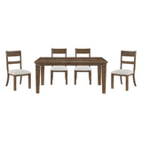 Dining set with a table and four chairs on a white background