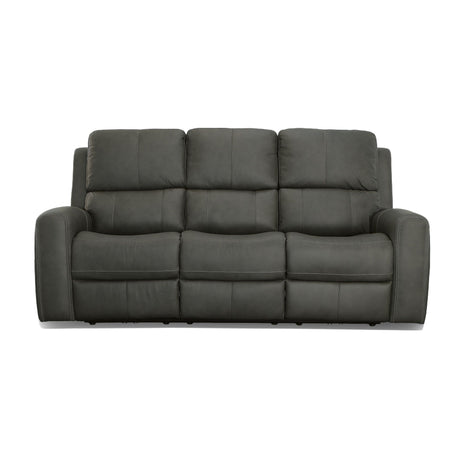 Linden Power Reclining Sofa With Power Headrests & Lumbar - Charcoal | Flexsteel
