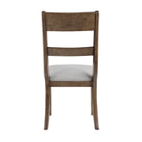 Wooden chair with a gray cushion on a white background