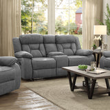 Motion Loveseat - Higgins Pillow Top Arm Motion Loveseat with Console Grey