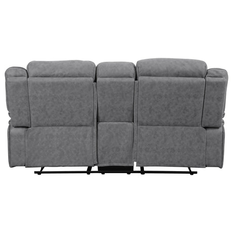 Motion Loveseat - Higgins Pillow Top Arm Motion Loveseat with Console Grey