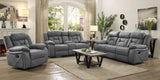 Motion Loveseat - Higgins Pillow Top Arm Motion Loveseat with Console Grey