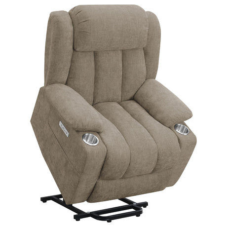 Houston Upholstered Power Lift Recliner Chair Camel - sold by Home Elegance USA