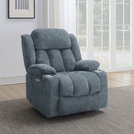 Houston Upholstered Power Lift Recliner Slate Blue - sold by Home Elegance USA