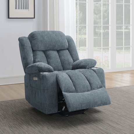 Houston Upholstered Power Lift Recliner Slate Blue - sold by Home Elegance USA