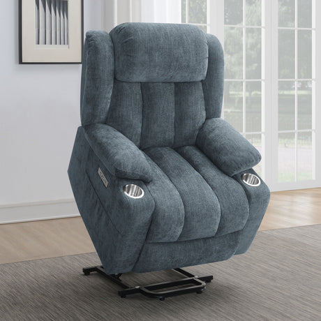 Houston Upholstered Power Lift Recliner Slate Blue - sold by Home Elegance USA