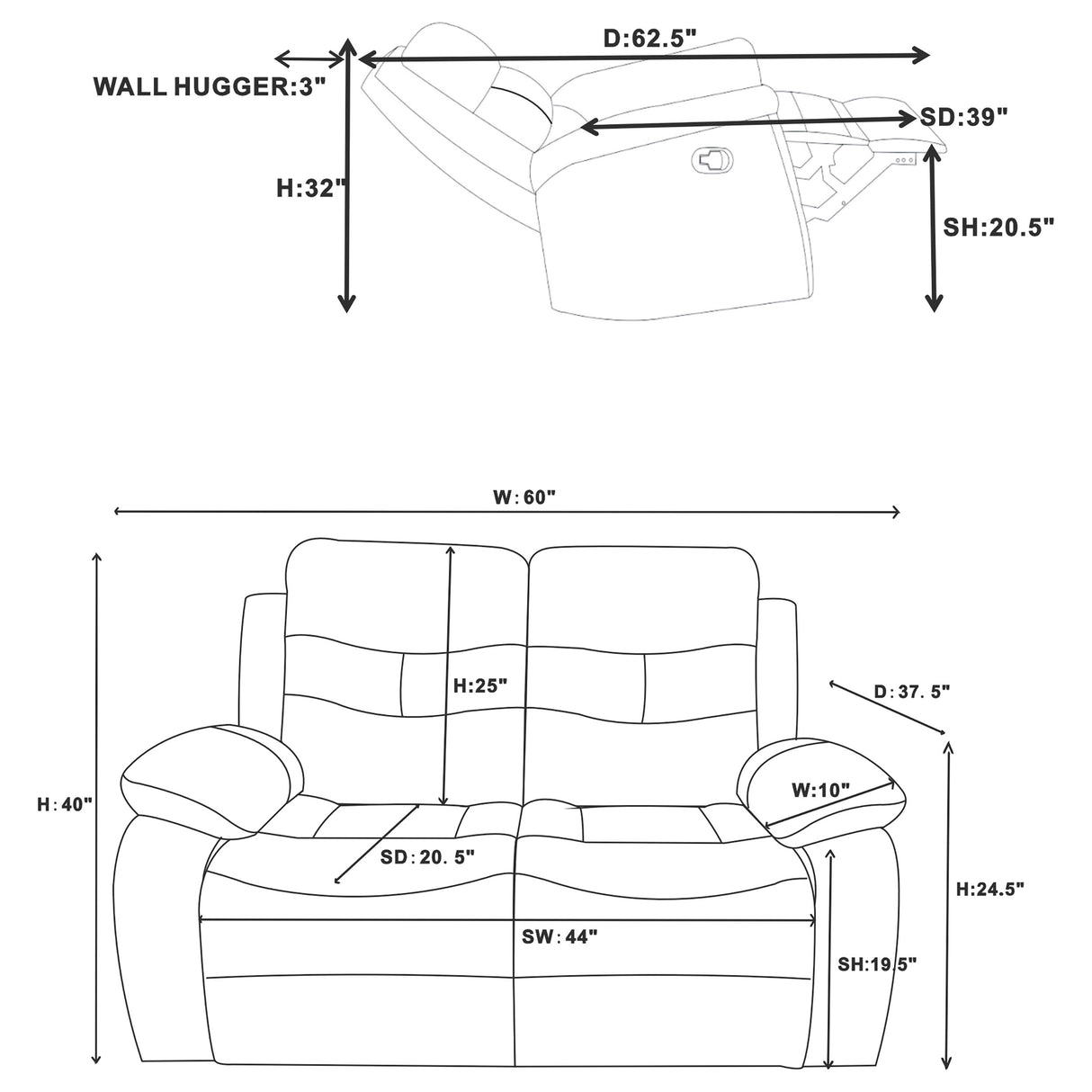 Nova 2 - piece Upholstered Motion Reclining Sofa Set Dark Grey | Coaster | Home Elegance USA