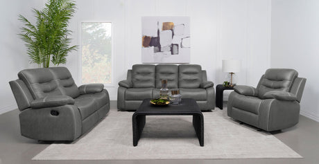 Nova 3 - piece Upholstered Motion Reclining Sofa Set Dark Grey - 602531 - S3 - image - 1