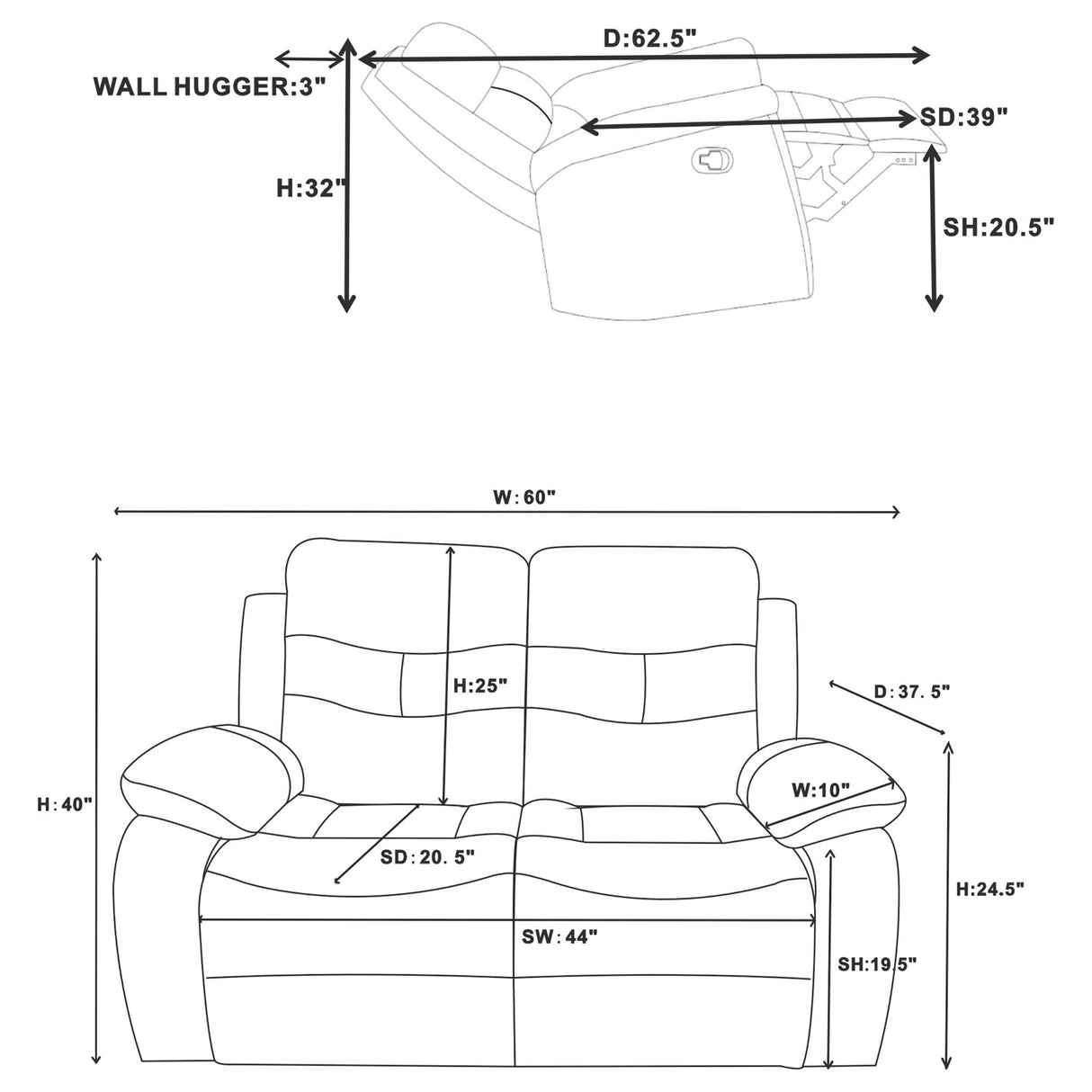 Nova 3 - piece Upholstered Motion Reclining Sofa Set Dark Grey | Coaster | Home Elegance USA