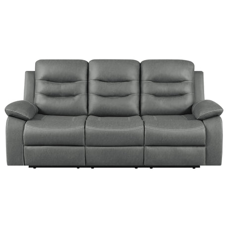 Motion Sofa - Nova Upholstered Motion Reclining Sofa Dark Grey