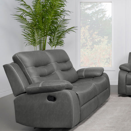 Motion Loveseat - Nova Upholstered Motion Reclining Loveseat Dark Grey