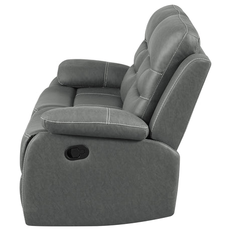 Motion Loveseat - Nova Upholstered Motion Reclining Loveseat Dark Grey